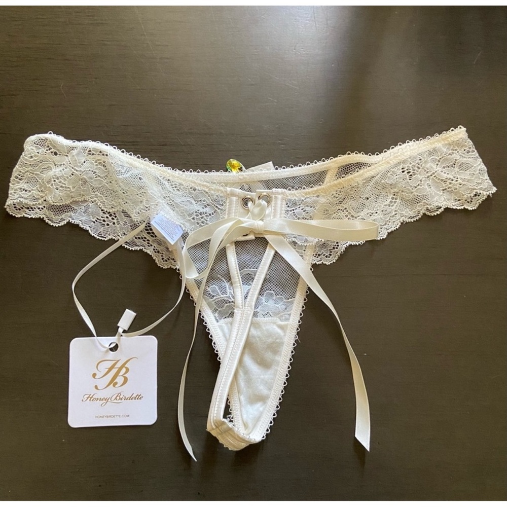 Honey Birdette Lace Underwire Rebecca Bra (38H) and Thong (XXL) - Ivory SET NWT - Picture 10 of 14